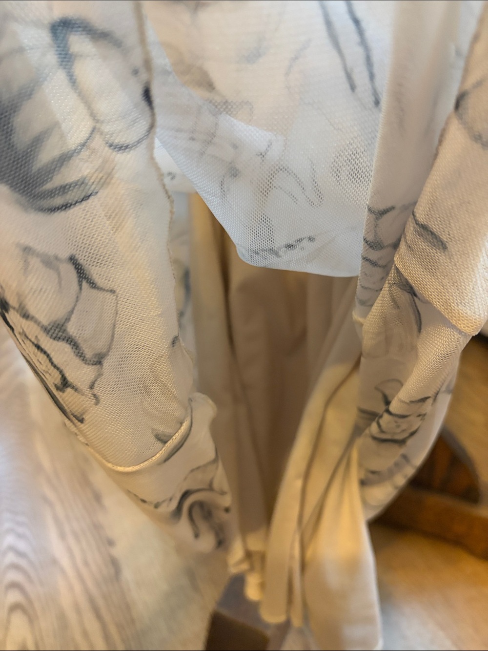 See You Monday Cream Maxi Slip Dress with Black Floral Sketches size medium - Picture 6 of 7